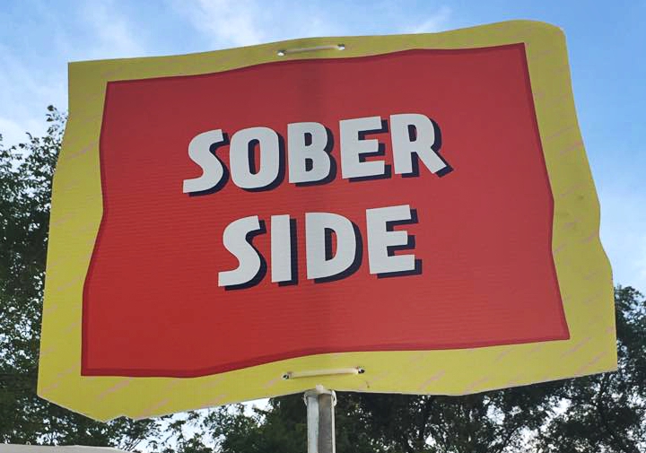 The Soberside Sign at the tent at Lollapalooza