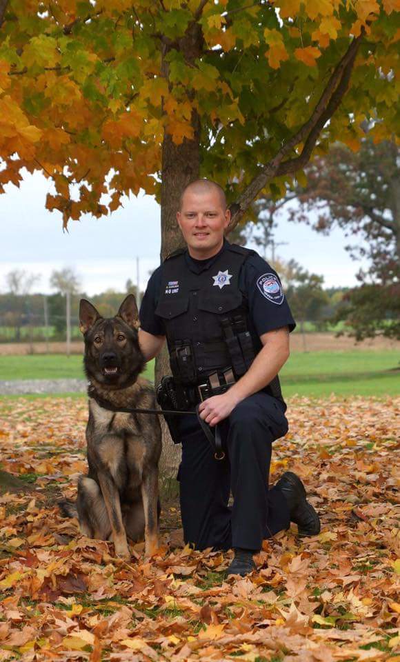 Officers Dustin Carlson and Hutch. Photo via Channahon Police Department Facebook Page.