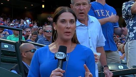 George W. Bush Photobombs Reporter at Rangers Game